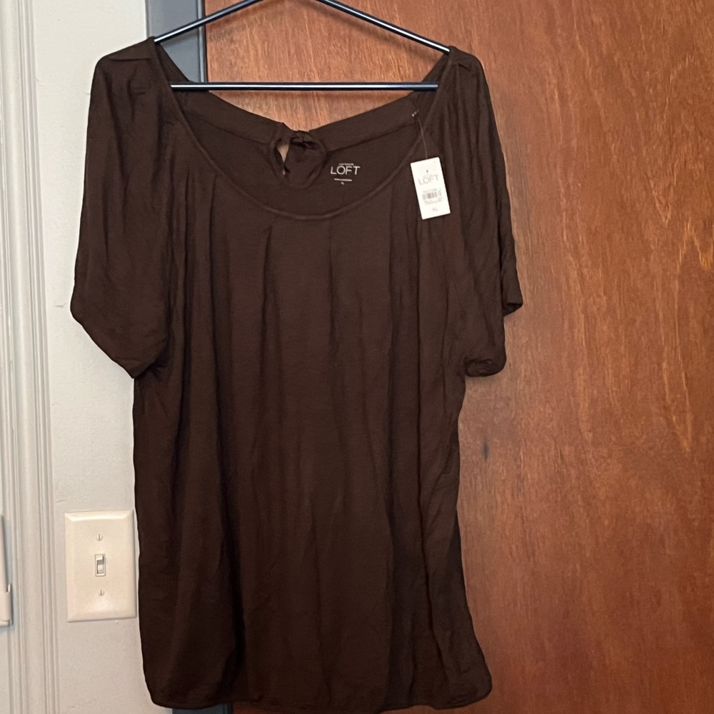 Loft ribbon bow brown shirt
